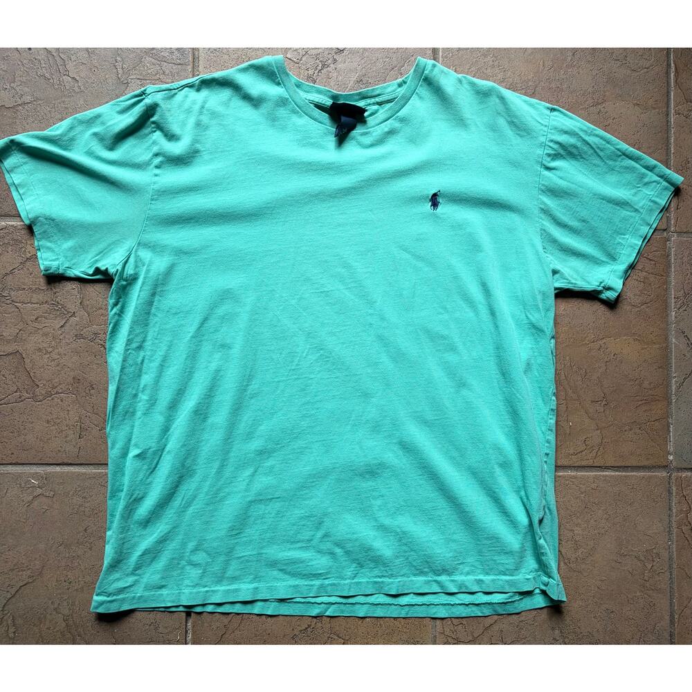 90s Polo Ralph Lauren Mint Green Pony Logo T Shirt Men’s Large Single Stitch
